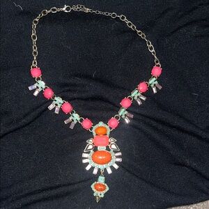 Elegant Pink and Orange Statement Necklace